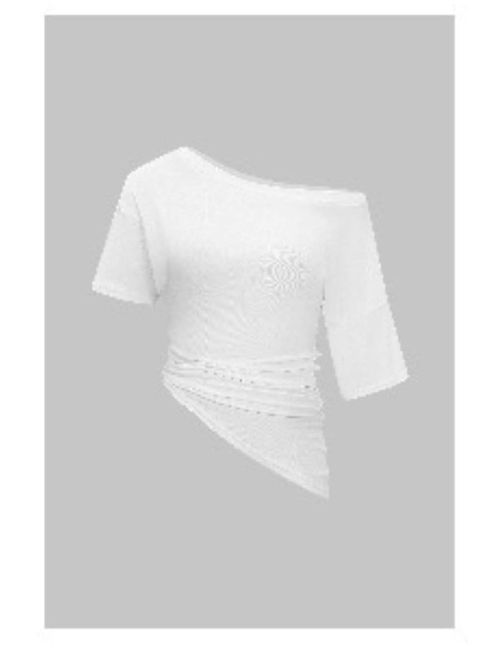White Asymmetric Ruched One-Shoulder Top